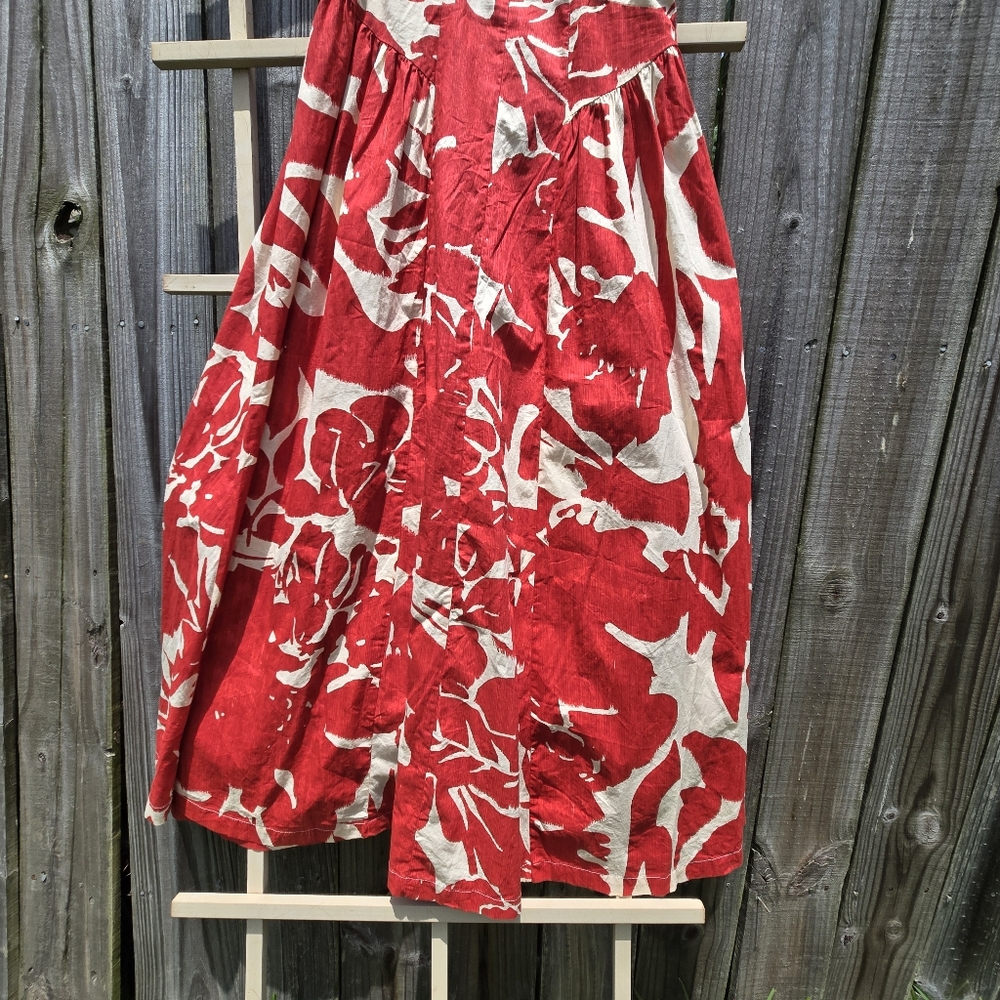 Red and white Print Cotton Strappy Dress Fit And Flare M - Picture 4 of 11
